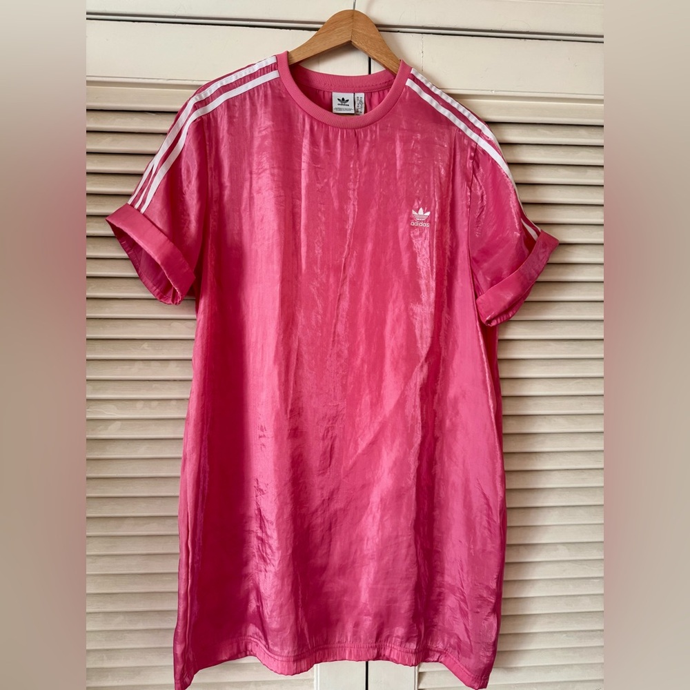 ADIDAS ORIGINALS PINK ACETATE T-SHIRT DRESS MINT CONDITION SIZE XL